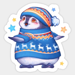 Cute penguin in a sweater Sticker